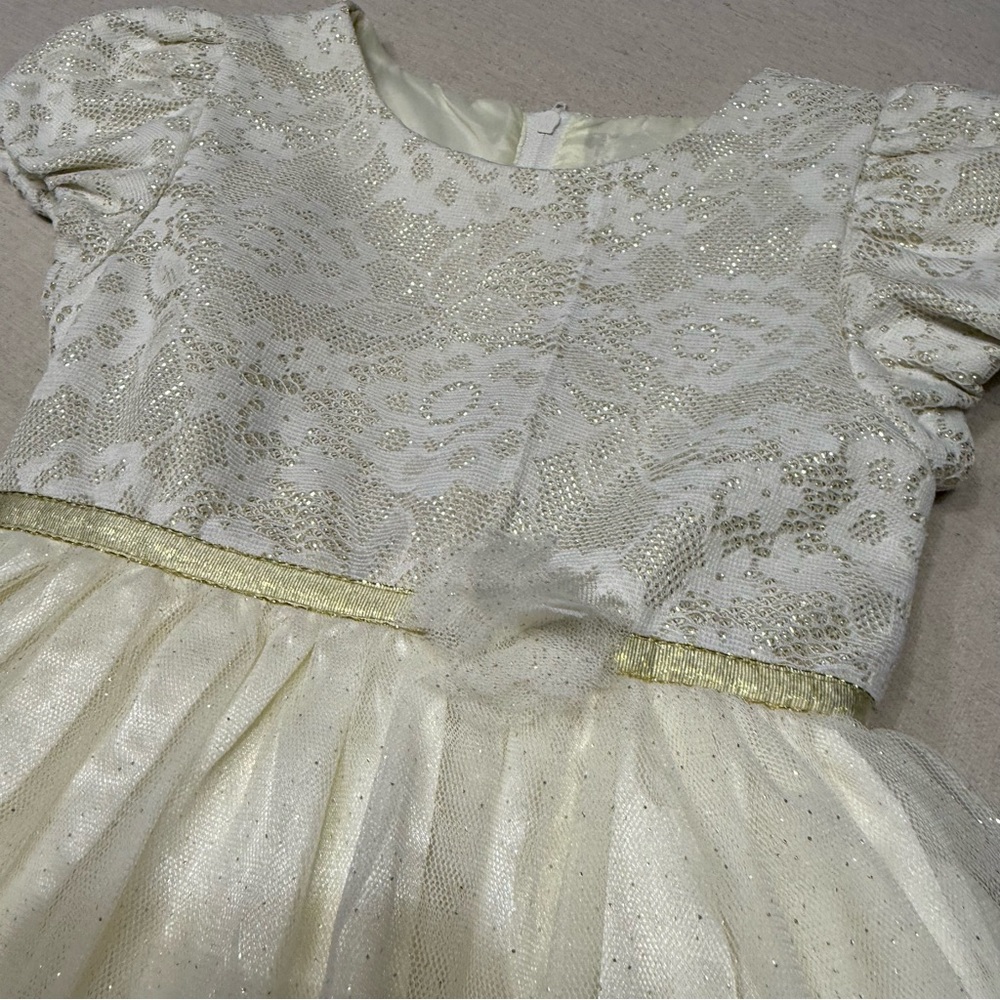Cream/Ivory Girls Formal Dress - Size 3T - Lace - Tulle - Glitter - Picture 2 of 10